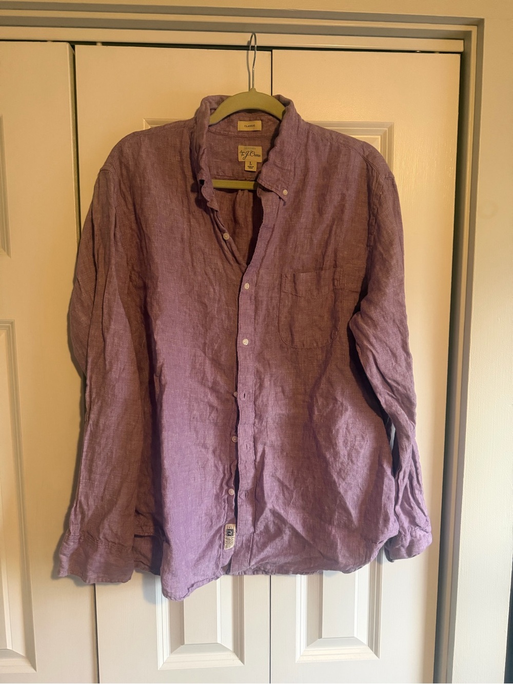 J. Crew Lavender Button-Down Linen Shirt - Men's Casual